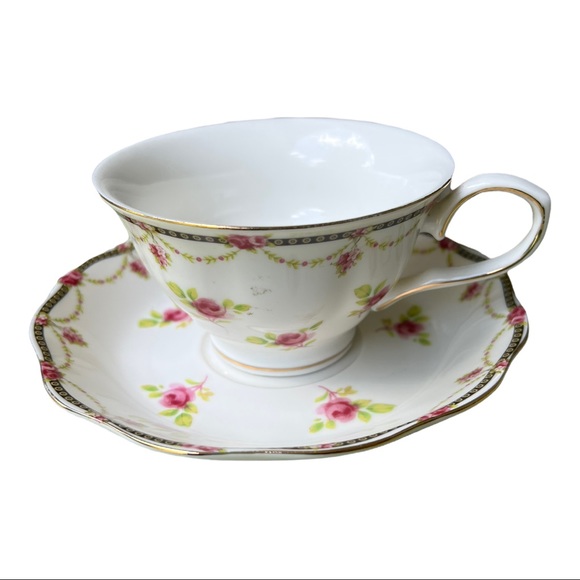 Grace Tea Ware Rose Teacup Saucer Set of Two Beautiful Rose Vintage Bone China - Picture 4 of 13